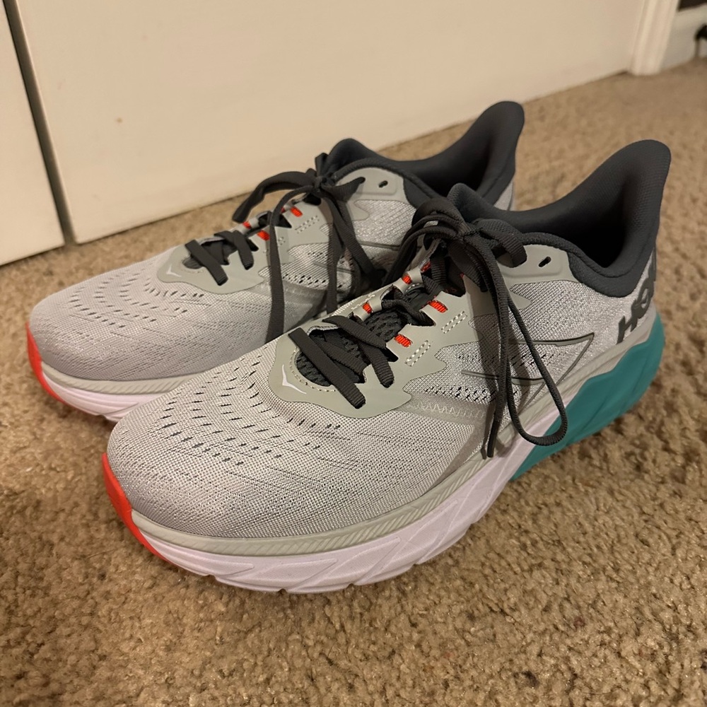 Hoka Gray and Teal Athletic Shoes
